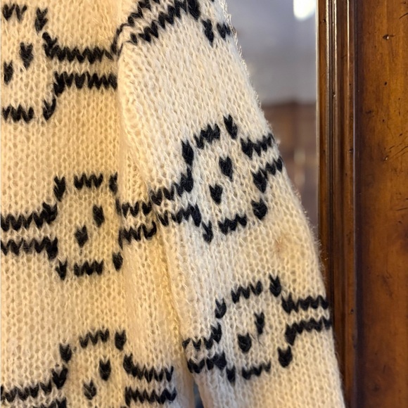 Tam Italia Vintage Mohair/Wool made in Italy Cream Black Patterned Women Sweater - Picture 5 of 8